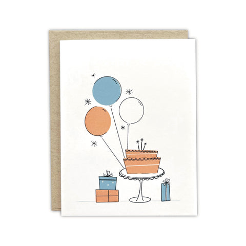 Balloons and Cake Greeting Card
